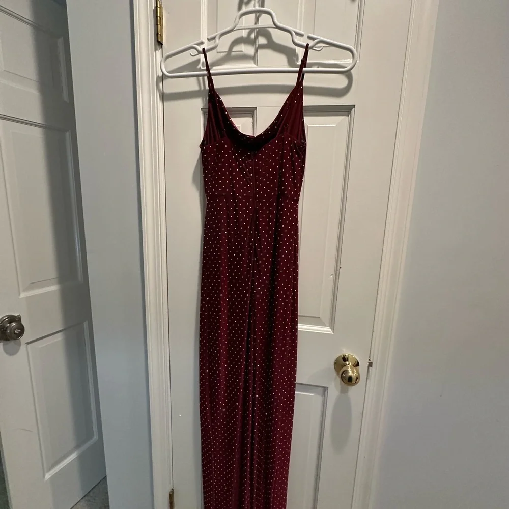 B Darlin Burgundy Rhinestone Dress Size Small - Picture 6 of 10